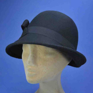 chapeau rétro cloche feutre de laine femme noir