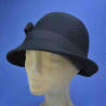 chapeau rétro cloche feutre de laine femme noir : couleur - noir, taille - M.56.57cm