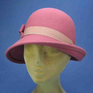 chapeau rétro cloche feutre de laine femme vieux rose