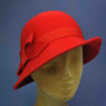 chapeau rétro cloche feutre de laine femme rubis : couleur - rubis, taille - M.56.57cm