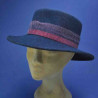 chapeau feutre canotier grand bord femme marine : couleur - bleu marine 5, Taille Réglable - de 54 à 58cm lien intérieur