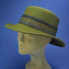 chapeau feutre canotier grand bord femme olive : couleur - olive, Taille Réglable - de 54 à 58cm lien intérieur