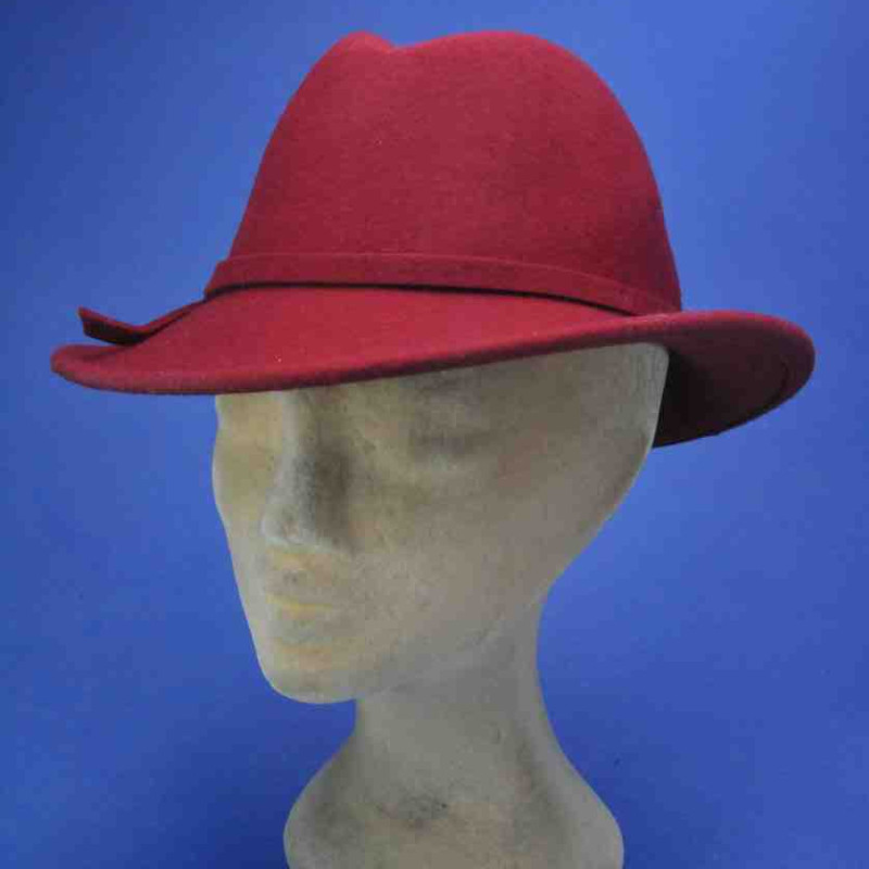 Chapeau melon - Rouge feutre laine Reference : 4869