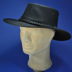 Barmah chapeau homme en cuir de kangourou noir