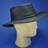 Barmah chapeau homme en cuir de kangourou noir : couleur - noir, taille - M.57-58 cm