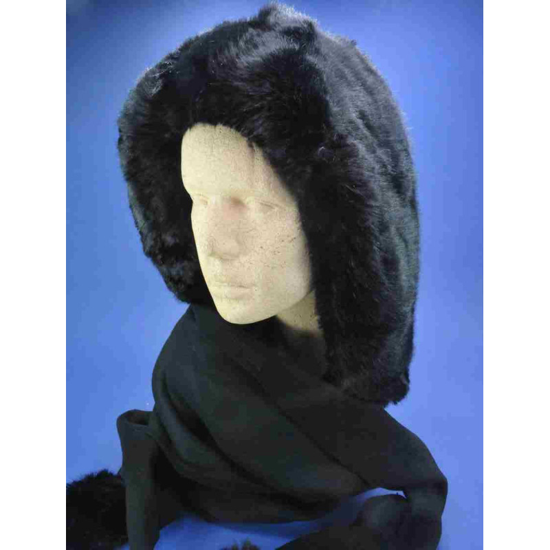 capuche polaire avec echarpe femme noir