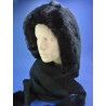 capuche polaire avec echarpe femme noir : couleur - noir, taille - 54cm à 60cm