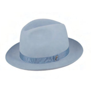 chapeau feutre de poils haut de gamme roulable et pliable bleu