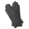 Gants en cuir d'agneau noir et maize femmes : couleur - coccinelle, Tailles mains de femmes - 9