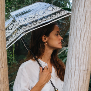 Piganiol Parapluie femme canne transparent cloche modestie