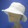 Chapeau réversible en coton grand bord taille réglable femme : couleur - blanc naturel, Taille Réglable - de 54 à 59cm par scratch