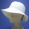 Chapeau réversible en coton grand bord taille réglable femme : couleur - blanc naturel, Taille Réglable - de 54 à 59cm par scratch