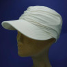 Casquette femme grande visiére coté froncé bambou écru : couleur - écru, taille - elastiqué de 54 cm à 58 cm