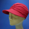 Casquette femme grande visiére coté froncé bambou rouge : couleur - rouge, taille - elastiqué de 54 cm à 58 cm