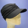 Casquette femme grande visiére coté froncé bambou noir : couleur - noir, taille - elastiqué de 54 cm à 58 cm