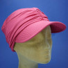 Casquette femme grande visiére coté froncé bambou framboise : couleur - framboise, taille - elastiqué de 54 cm à 58 cm