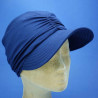 Casquette femme grande visiére coté froncé bambou marine : couleur - bleu marine 5, taille - elastiqué de 54 cm à 58 cm