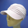 Casquette femme grande visiére coté froncé bambou rose poudré : couleur - rose poudré 78, taille - elastiqué de 54 cm à 58 cm