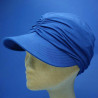 Casquette femme grande visiére coté froncé bambou bleu délavé : couleur - bleu-25, taille - elastiqué de 54 cm à 58 cm