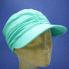 Casquette femme grande visiére coté froncé bambou jade : couleur - jade, taille - elastiqué de 54 cm à 58 cm