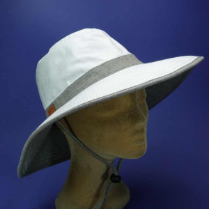 Chapeau grand bord randonnée  ANTI-UV blanc-gris