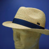 chapeau raphia crochet fino garniture coton navy fabrication Francaise : couleur - navy-, Mixte - Homme et Femme, taille - S.54.55cm