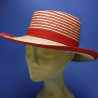 chapeau planteur paille cousue et coton coquelicot : couleur - coquelicot, Mixte - Femme, Taille Réglable - par lacet de 54cm à 58cm