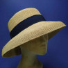 Tres grande cloche navy Raphia crochet fino fabriqué en France : couleur - navy, Taille Réglable - par lacet de 54cm à 58cm