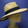 chapeau grand traveler raphia crochet fino pour femme : couleur - noir, Taille Réglable - de 54 à 58cm lien intérieur
