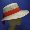 Casquette corail paille tressée pour femme : couleur - corail, taille - S.54.55cm