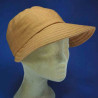 Casquette longue visière souple ocre en lin pour femme : couleur - ocre, Mixte - Femme, taille - elastiqué de 54 cm à 58 cm