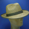 Chapeau en paille jonc marin fedora :  garniture - kaki, Mixte - Homme et Femme, taille - 55cm