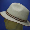 Chapeau Panama trilby classique gansé cuir homme et femme :  garniture - cuir marron, couleur - naturel, Mixte - Homme et Femme, taille - S.54.55cm