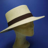 Chapeau panama Capeline cordobes pour femme :  garniture - marron, couleur - naturel, taille - S.54.55cm