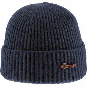 Bonnet court uni avec revers pour homme et femme marine hermann