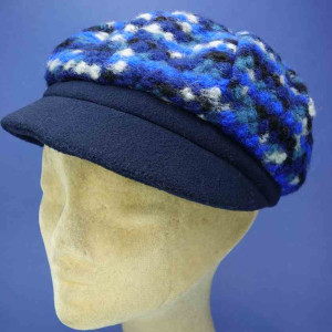 Casquette gavroche femme fantaisie en laine polyester bleu petit plateau