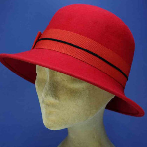 chapeau cloche rétro feutre de laine femme rouge