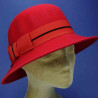 chapeau cloche rétro feutre de laine femme rouge : couleur - rouge, taille - 56.57cm