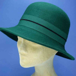 chapeau cloche rétro feutre de laine femme vert