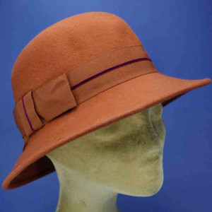 chapeau cloche rétro feutre de laine femme terracota