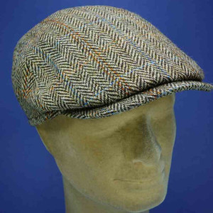 casquette forme anglaise homme  en harris tweed chevron brun