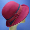 chapeau cloche feutre de laine retro femme bords asymétriques framboise : couleur - framboise, Mixte - Femme, taille - 56.57cm