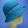 chapeau cloche feutre de laine retro femme bords asymétriques pétrole : couleur - bleu pétrole, Mixte - Femme, taille - 56.57cm