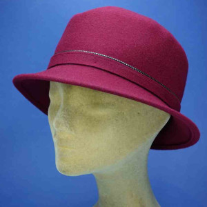 chapeau feutre de laine femme bords moyens framboise