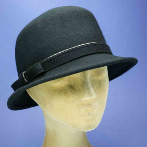 chapeau feutre de laine femme bords moyens noir