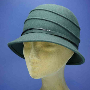 chapeau cloche feutre de laine retro femme bords avant et arrière asymétriques bronze