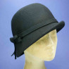 chapeau année 30 feutre de laine retro femme bords asymétriques noir : couleur - noir, Mixte - Femme, taille - 56.57cm