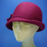 chapeau année 30 feutre de laine retro femme bords asymétriques framboise : couleur - framboise, Mixte - Femme, taille - 56.57cm