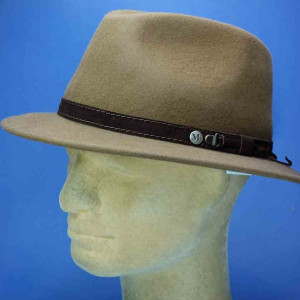 Chapeau feutre de laine traveler castor garniture cuir Fléchet