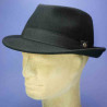 Chapeau feutre de laine trilby noir garniture coton fléchet : couleur - noir, Mixte - Homme et Femme, taille - 57cm